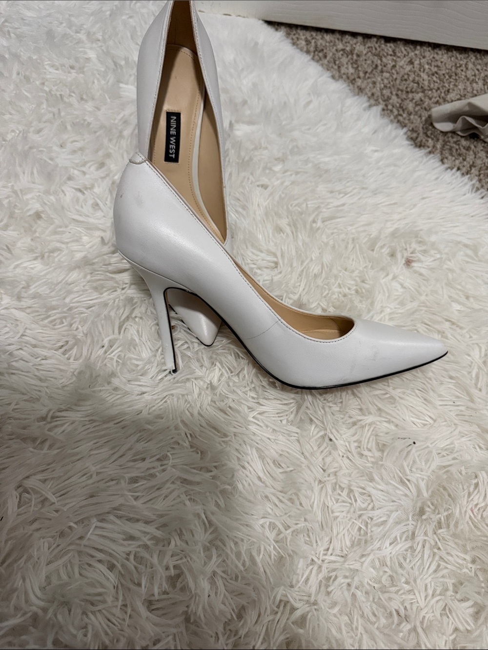 Nine West White Pointed Toe Stiletto Pumps - Picture 3 of 4